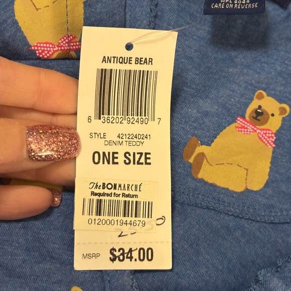 Charter Club Blue Plus Size Nightgown with Yellow Bear Print - Picture 6 of 9